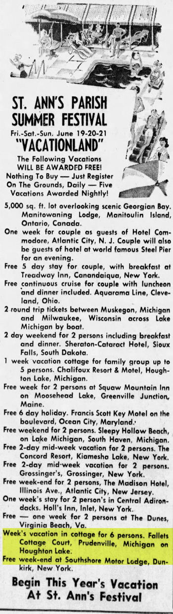 Fallets Cottage Court - June 4 1959 Ad (newer photo)